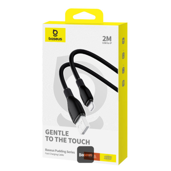 Baseus Pudding Series Fast Charging Cable With High-Speed Data Transmission USB-A to Lightning 20W 24A 2M - Black