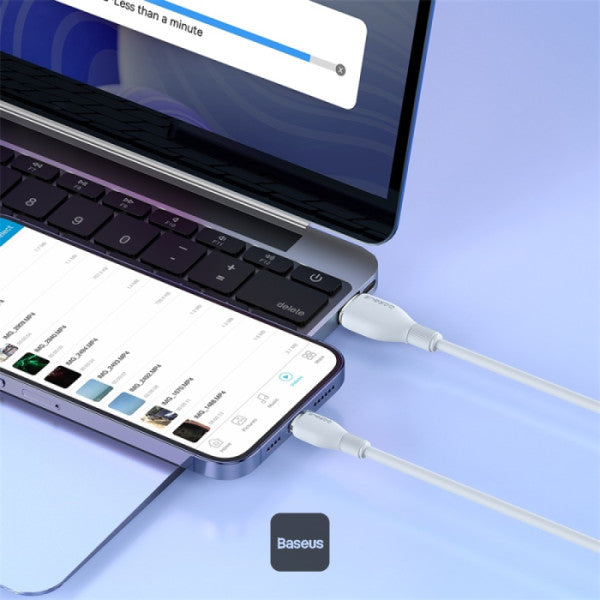 Baseus Pudding Series Fast Charging Cable With High-Speed Data Transmission USB-A to Lightning 20W 24A 2M - White