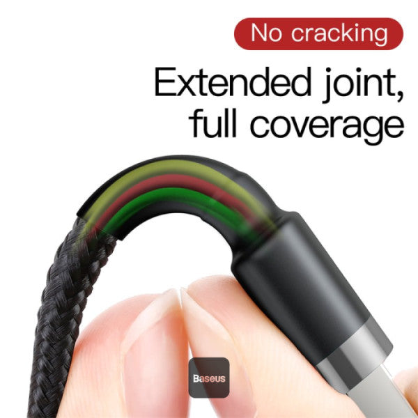 Baseus Cafule Series Cable USB-A to Lightning 15A Fast Charge & 480Mbps High-Speed Data Transfer Nylon Braided 2M - Gray+Black