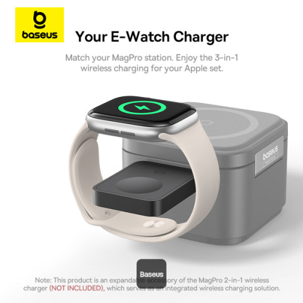 Baseus MagPro Magnetic Wireless Charger for Apple Watch 25W Type-C MagSafe-Compatible Portable Travel Charger - Black