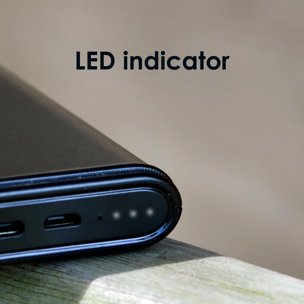 Energizer 10000 mAh Max 2.1A Rapid Charging Power Bank With Dual Outputs - Type-C And USB-A, Dual Inputs, Micro-USB And Type-C Black