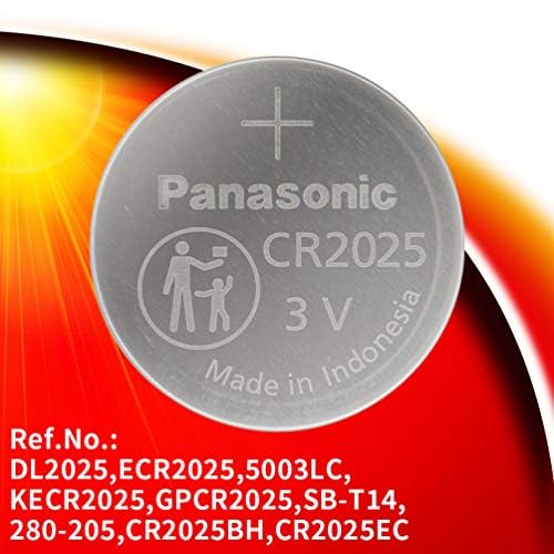 Panasonic Lithium 3V Coin Battery CR2025, Pack of 5