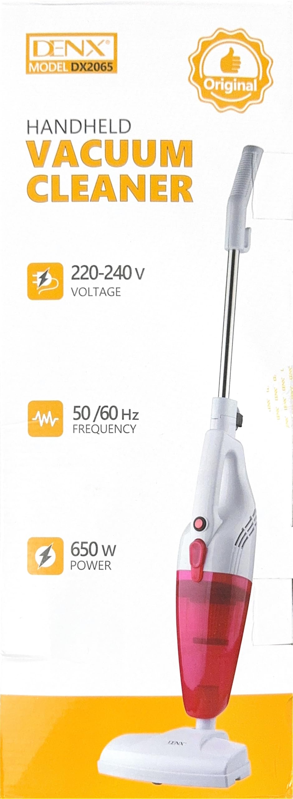 DENX Handheld Vacuum Cleaner 650W, 14Kpa Suction Power, 1L Dust Capacity, 4m Cord, Cyclone Suction, Lightweight Stick Vacuum for Home, Carpet, Hard Floors, Pet Hair, 220-240V, EU Plug