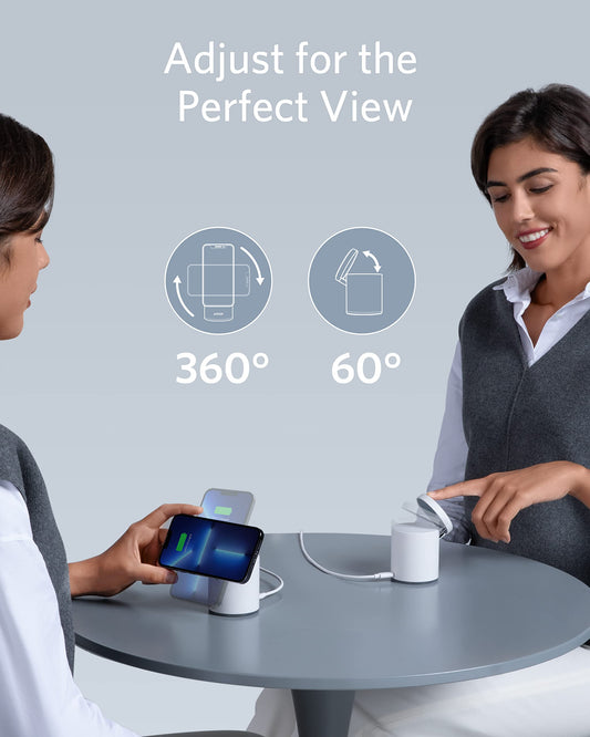 Anker 623 Magnetic Wireless Charger (MagGo), 2-in-1 Wireless Charging Station with 20W USB-C Charger, For iPhone 12 Series, AirPods Pro (Dolomite White)