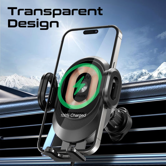 15W Transparent Auto Clamping Car Wireless Charging Mount