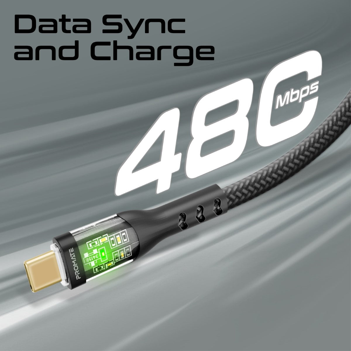 60W Power Delivery Ultra-Fast USB-C Cable with Transparent Shells