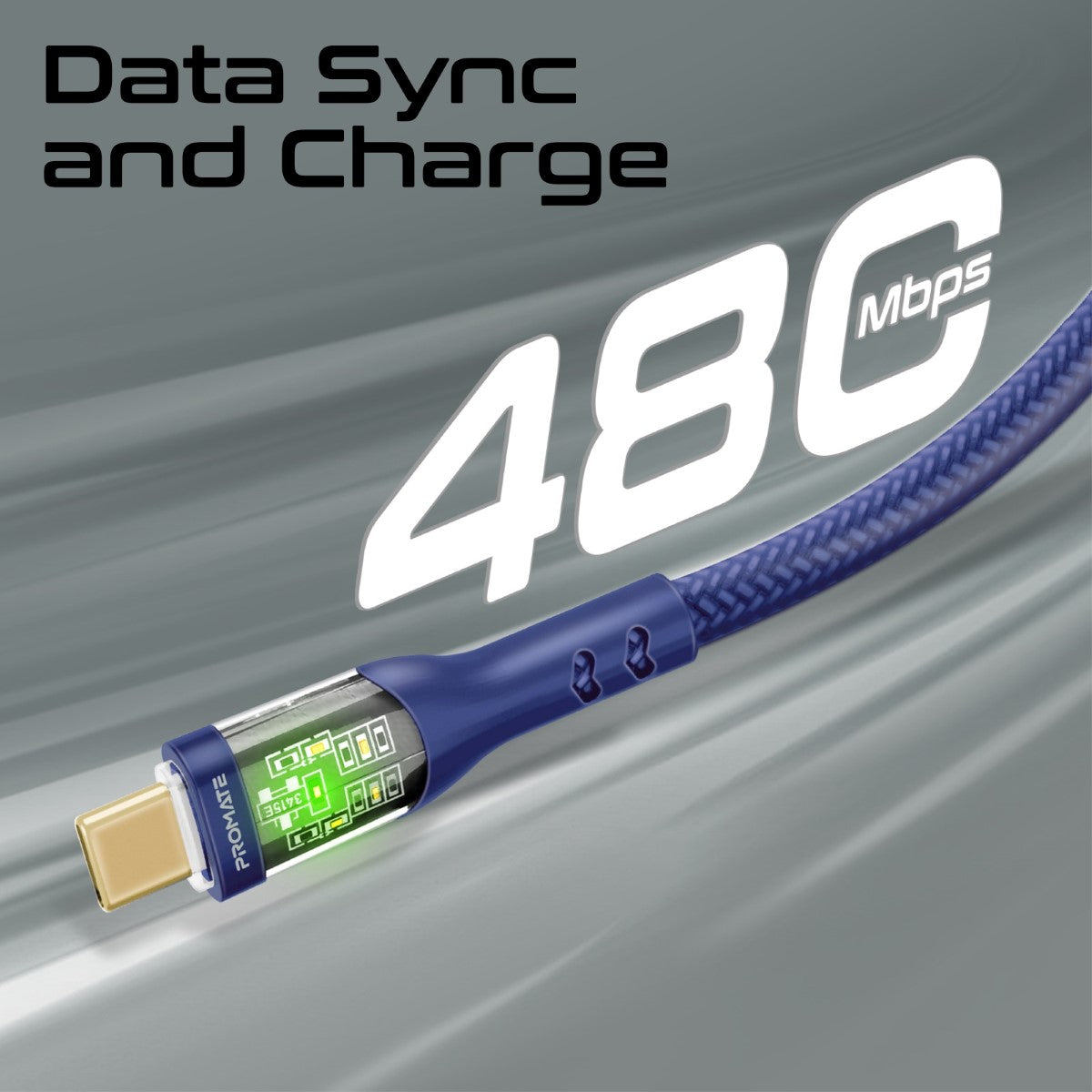 60W Power Delivery Ultra-Fast USB-C Cable with Transparent Shells