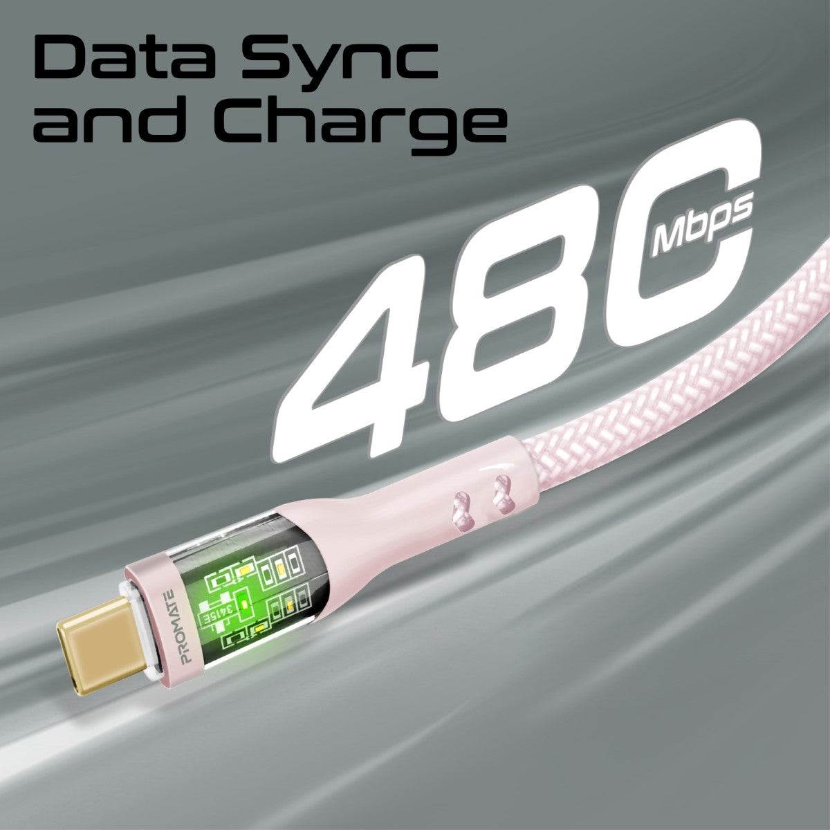 60W Power Delivery Ultra-Fast USB-C Cable with Transparent Shells