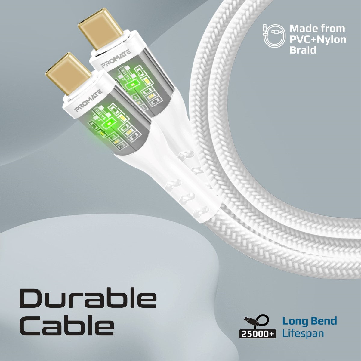 60W Power Delivery Ultra-Fast USB-C Cable with Transparent Shells