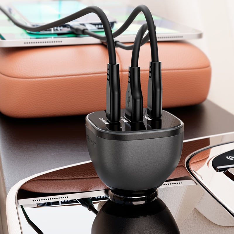 Fast Charge Car Charger B14 165W PD31 (2xUSB-C + 1xUSB-A)