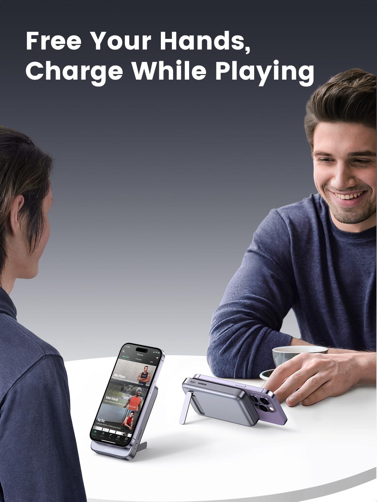 UGREEN Foldable Kickstand Magnetic Portable Chargers Free Your Hands,ChargeWhile Playing