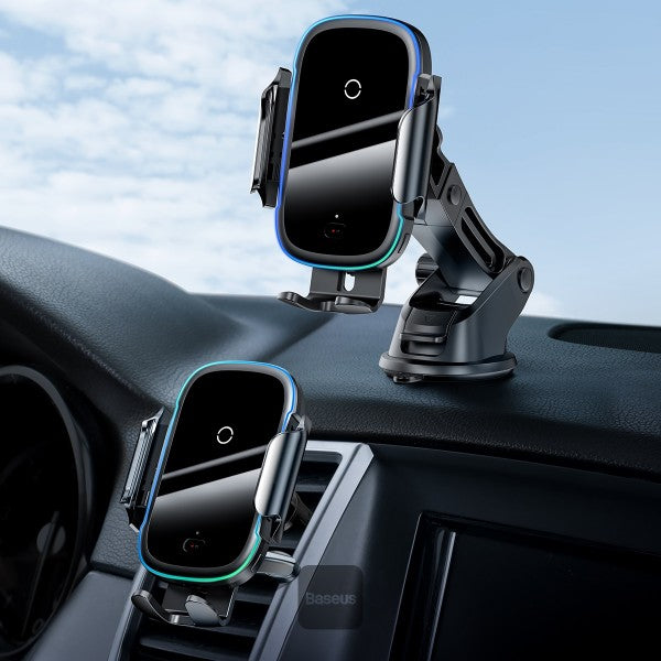 Baseus Smart Vehicle Bracket Wireless Qi 6 15W Electric Auto Car Mount Bracket Air Vent Holder black (WXHW03-01)