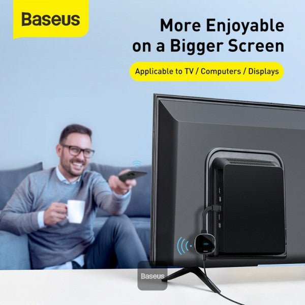 Baseus Wireless Display Dongle WiFi Portable Display Receiver 1080P HDMI Meteorite Shimmer 2 black Compatible with iOS iPhone iPad Mac Android Smartphones Windows TV Laptop
