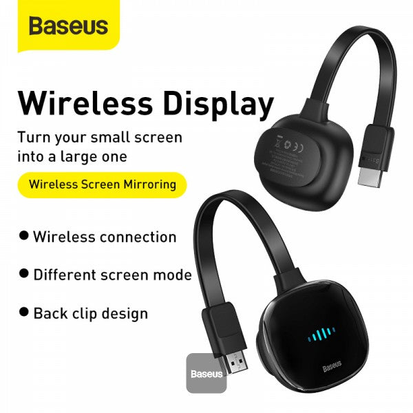Baseus Wireless Display Dongle WiFi Portable Display Receiver 1080P HDMI Meteorite Shimmer 2 black Compatible with iOS iPhone iPad Mac Android Smartphones Windows TV Laptop
