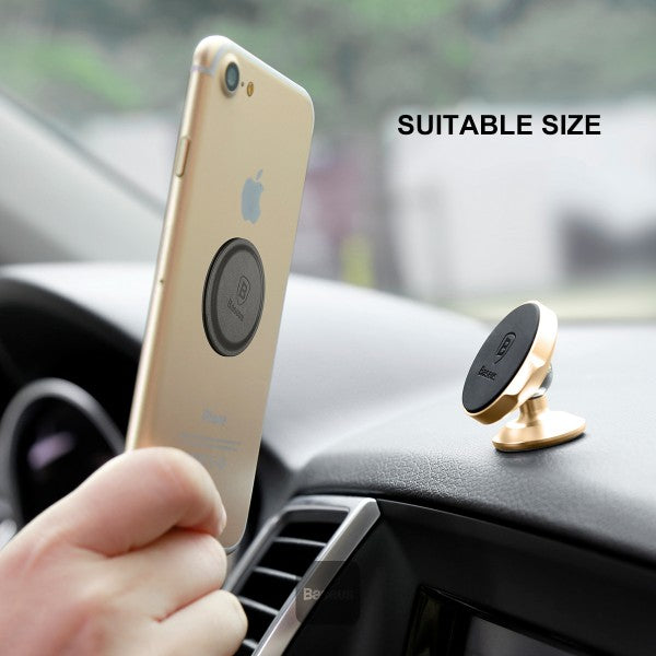 BASEUS 2Pcs Set Magnetic Bracket Iron Kit for Magnetic Car Phone Holder - 1Pc Magnet Iron and 1Pc Leather Magnet Iron