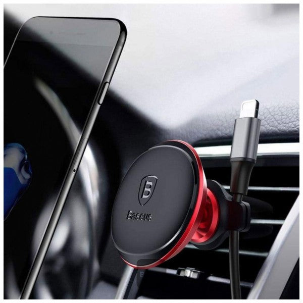 Baseus Car Magnetic Phone Holder Air Vent Mount Mobile Phone Stand Cable Organizer For iPhone 13 12 11 X Xs Max Samsung and More Red