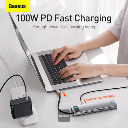 Baseus USB C Hub 11 in 1 Docking Station Adapter with 4K HDMI for MacBook Pro Surface Pro iPad Pro and Other Type C Devices