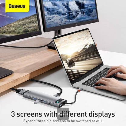 Baseus USB C Hub 11 in 1 Docking Station Adapter with 4K HDMI for MacBook Pro Surface Pro iPad Pro and Other Type C Devices