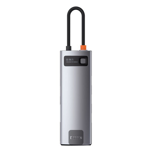 Baseus Metal Gleam Series 8-in-1 Multifunctional Type-C HUB Docking Station - Grey