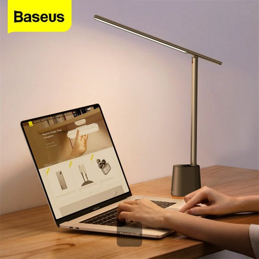 Baseus LED Desk Lamp Auto-Dimming Table Lamp Eye-Caring Smart Lamp Touch Control 47 Wide Illumination 250 Lumens 5W 3 Color Modes for Home Office Living Room Bedroom Painting Dark Grey 350x53x382mm