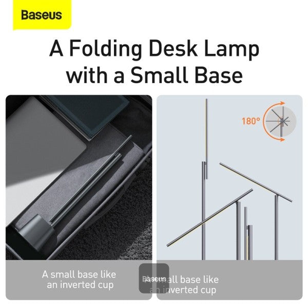 Baseus LED Desk Lamp Auto-Dimming Table Lamp Eye-Caring Smart Lamp Touch Control 47 Wide Illumination 250 Lumens 5W 3 Color Modes for Home Office Living Room Bedroom Painting Dark Grey 350x53x382mm