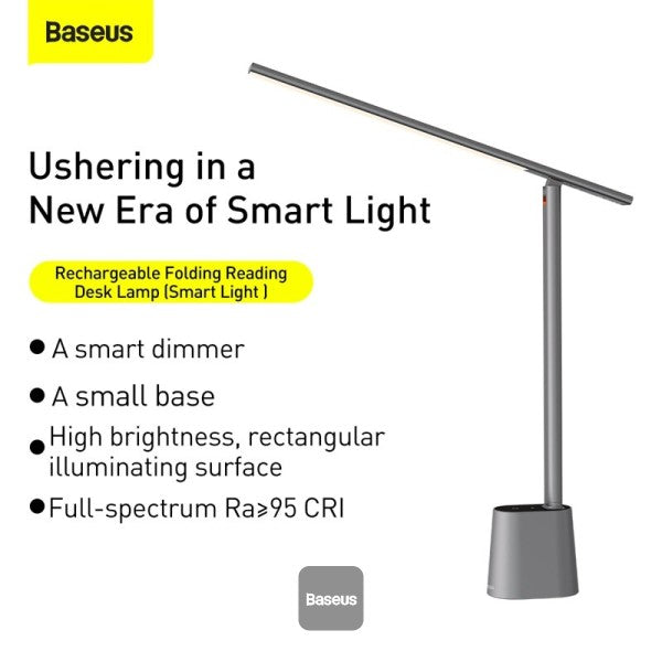 Baseus LED Desk Lamp Auto-Dimming Table Lamp Eye-Caring Smart Lamp Touch Control 47 Wide Illumination 250 Lumens 5W 3 Color Modes for Home Office Living Room Bedroom Painting Dark Grey 350x53x382mm