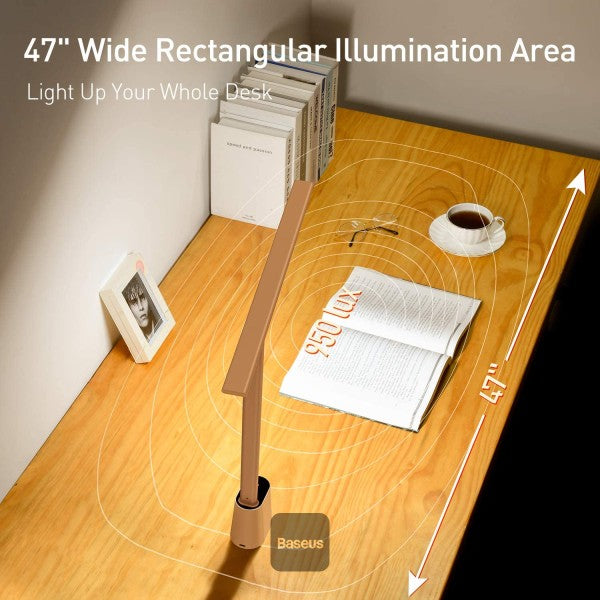 Baseus Smart LED Desk Lamp 5W 250 Lumens Eye-Caring Auto-Dimming Touch Control 3 Color Modes 47 Wide Light for Home Office Bedroom Painting – White
