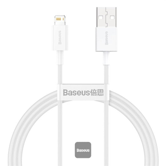 Baseus Superior Series USB to Lightning-Fast Charging Cable Data Transfer 24A for iPhone 13 12 11 Pro Max Mini XS X 8 7 6 5 SE iPad and More 1M White