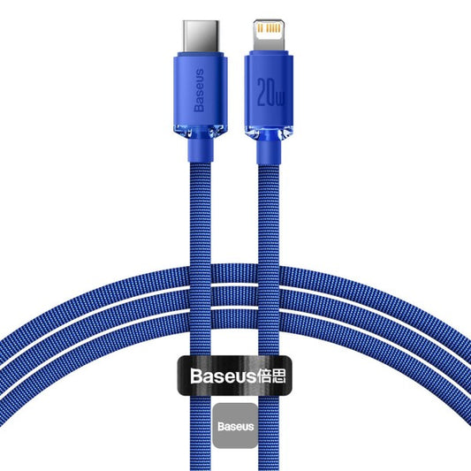 Baseus 20W PD Cable Crystal Shine Series Fast Charging Data Cable Type-C For iPhone 8 X XS XR 11 12 13 mini pro max 12M Blue