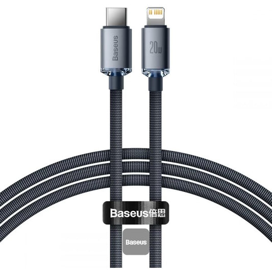 Baseus 20W PD Cable Crystal Shine Series Fast Charging Data Cable Type-C For iPhone 8 X XS XR 11 12 13 mini pro max 12M Black