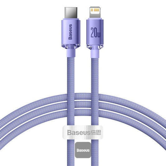 Baseus 20W PD Cable Crystal Shine Series Fast Charging Data Cable Type-C For iPhone 8 X XS XR 11 12 13 mini pro max 12M Purple