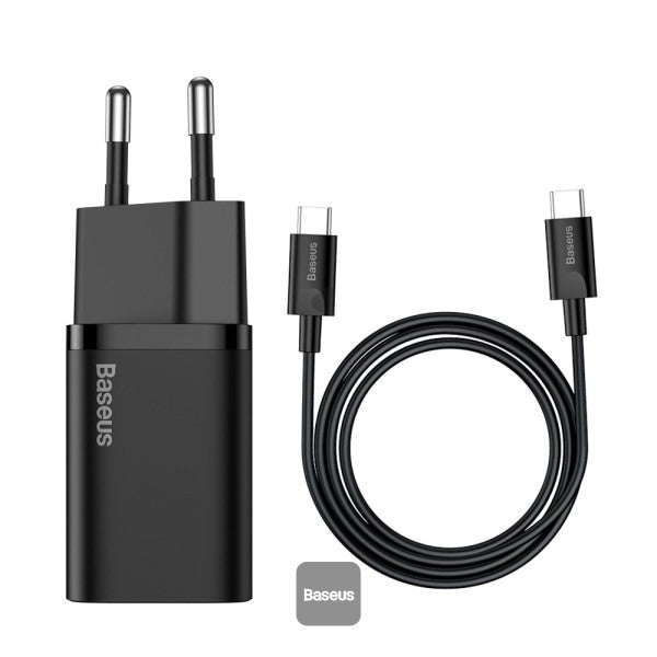 Baseus 25W USB C Charge PD Fast Charging Portable Phone Charger For Samsung S20 S21 Super Si USB C Charger Type C Fast Charger wit Cable Black