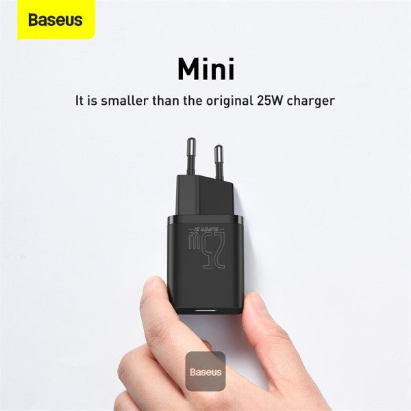 Baseus 25W USB C Charge PD Fast Charging Portable Phone Charger For Samsung S20 S21 Super Si USB C Charger Type C Fast Charger wit Cable Black