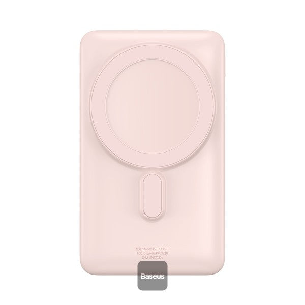 Baseus Magnetic Bracket Wireless Fast Charge Power Bank 10000mAh 20W Pink  (With Baseus Xiaobai series fast charging Cable Type-C to Type-C 60W(20V 3A) 50cm Pink)