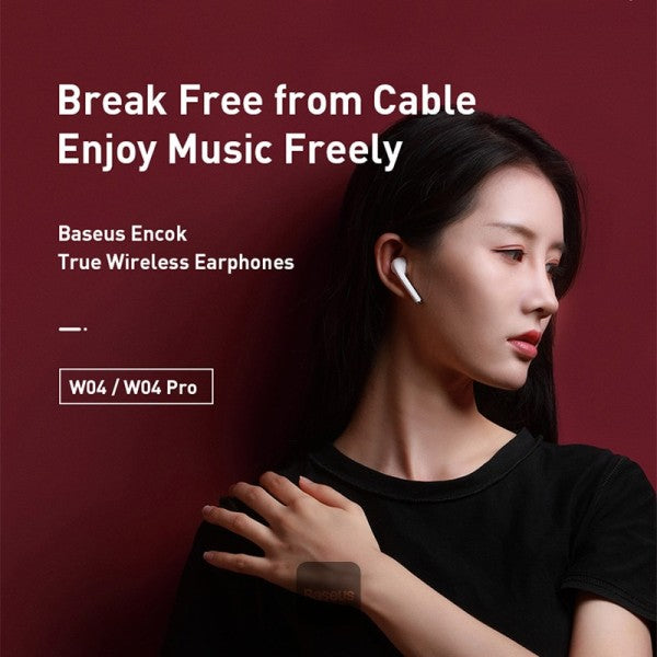 Baseus W04 Pro TWS Earphone True Wireless 50 Headphone Stereo Sports Headset For Phone Mini Earbuds With Charging Box