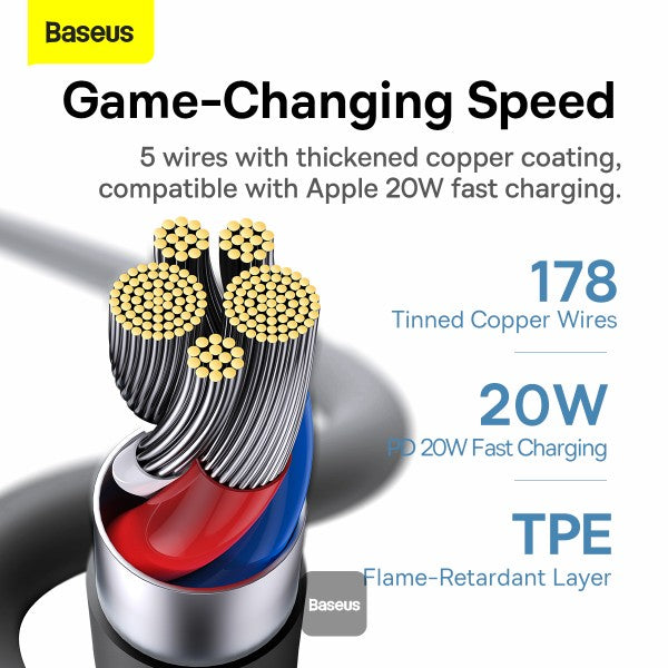 Baseus Jelly Liquid Silica Gel Fast Charging Data Cable Type-C to iP 20W 12m Black