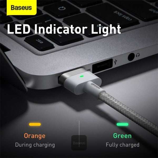 Baseus Zinc Magnetic Series iP Laptop Charging Cable Type-C to T-shaped Port 60W (2m) White
