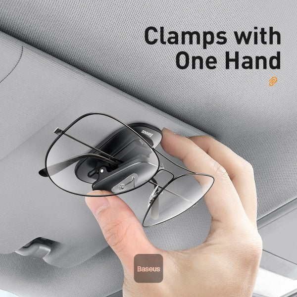 Baseus Car Sun Visor Eyeglasses Clip Holder | Sunglasses Cards & Ticket Organizer - Black