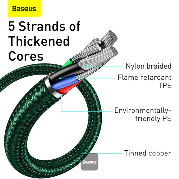 Baseus Display Fast Charging Data Cable USB to Type-C 66W (2m) Green