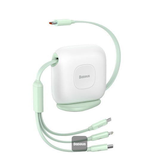 Baseus Traction Series Retractable 3-in-1 Fast Charging Cable (Fast charging easy to store 360° rotation Easy to stick on) - White