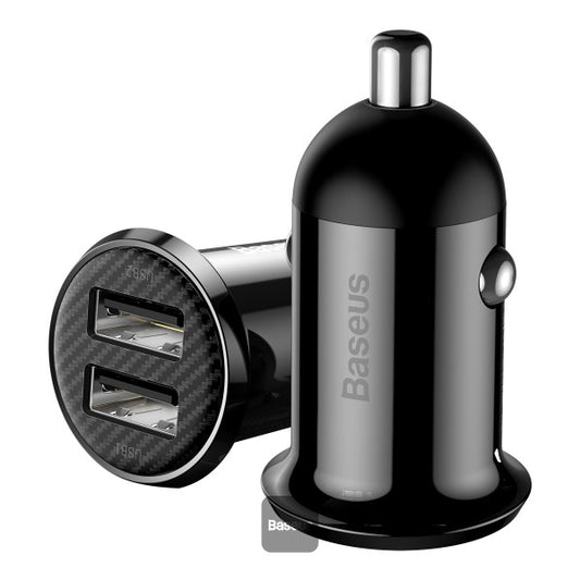 Baseus Grain Pro Car Charger (Dual USB 48A) – Universal Compatibility Charge 2 Devices Simultaneously Complete Protection - Black