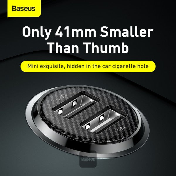 Baseus Grain Pro Car Charger (Dual USB 48A) – Universal Compatibility Charge 2 Devices Simultaneously Complete Protection - Black