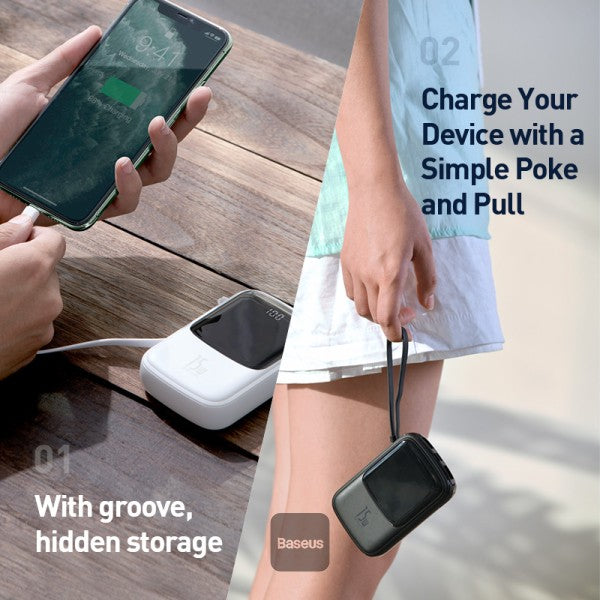Baseus Qpow Digital Display 3A 15w 10000mAh Power Bank with Type-C Cable - Balck