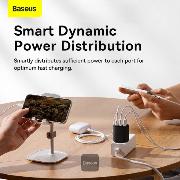 Baseus USB-A Wall Charger 3-Port 17W USB Charger Adapter EU Plug – Smart Safe and Compact Charging - Black