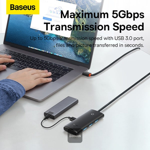 Baseus Lite Series 4-Port Type-C Hub Adapter (USB-A to USB304) Black