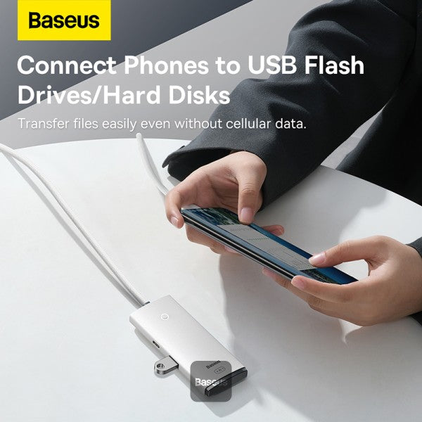 Baseus Lite Series 4-Port Type-C Hub Adapter (USB-A to USB304) White