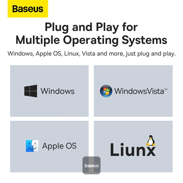 Baseus Lite Series 4-Port Type-C Hub Adapter (USB-A to USB304) White