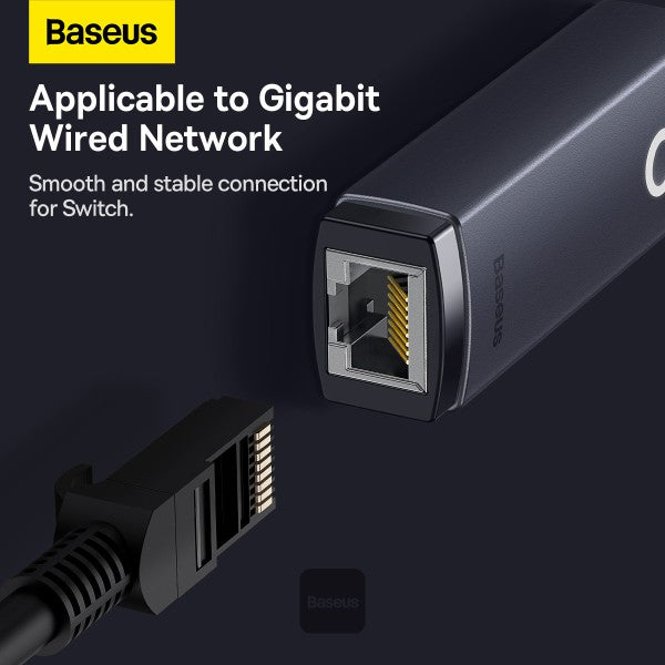 Baseus Lite Series RJ45 Lan Port Ethernet Adapter  Type-C to RJ45 LAN Port 1000Mbps Hub - Grey