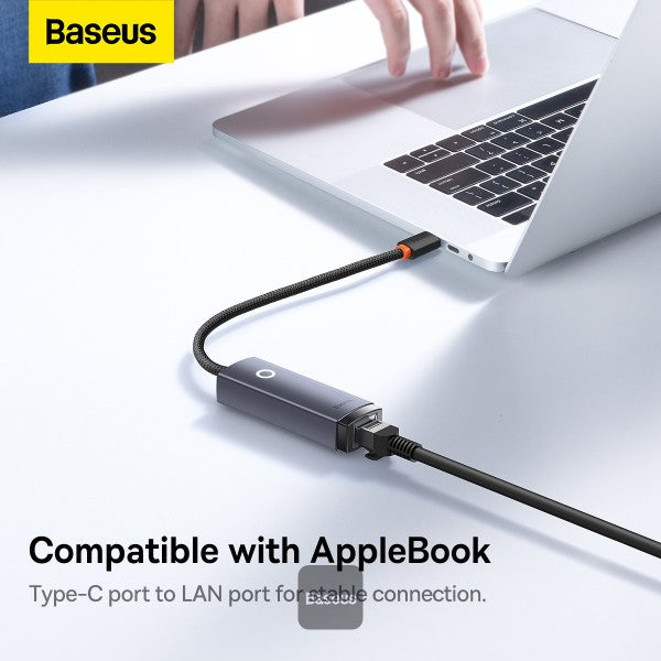Baseus Lite Series RJ45 Lan Port Ethernet Adapter  Type-C to RJ45 LAN Port 1000Mbps Hub - Grey