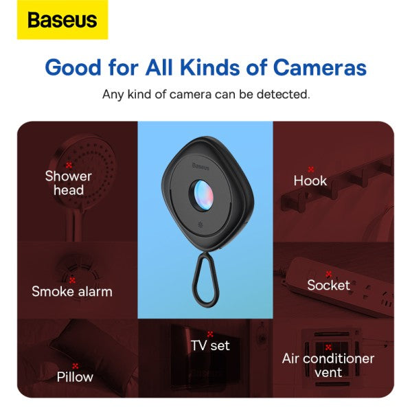 Baseus Heyo Camera Detector Mini Travel Hotel Hidden Camera Finder Camera Infrared Detector Black